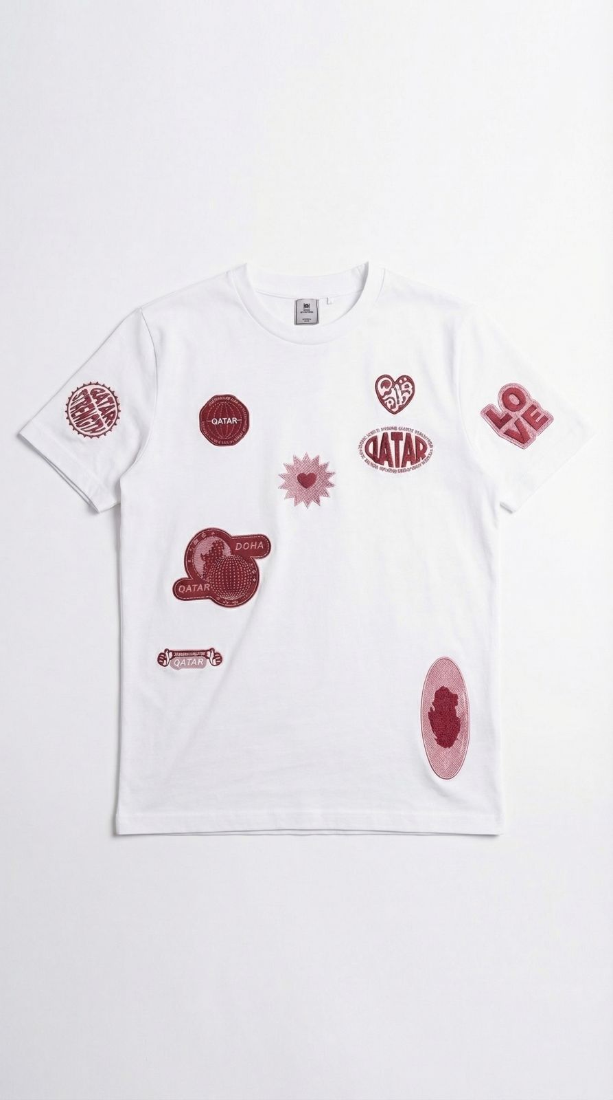 Qatar Embroidered Stamps Tee – Pink Edition (25TB001)