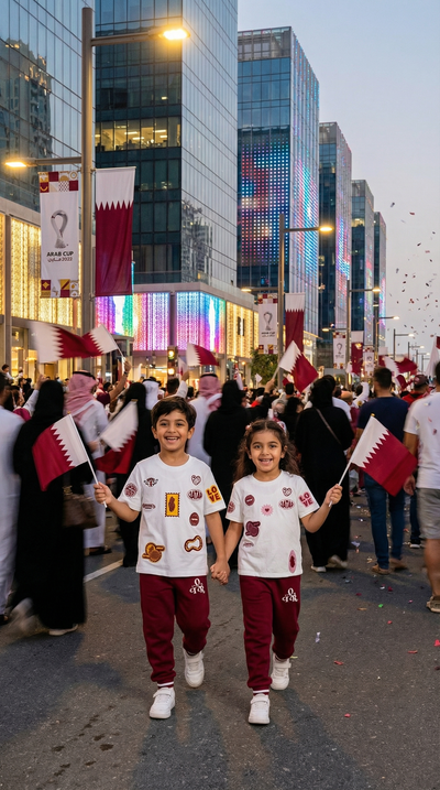 Qatar Embroidered Stamps Tee – Pink Edition (25TB001)