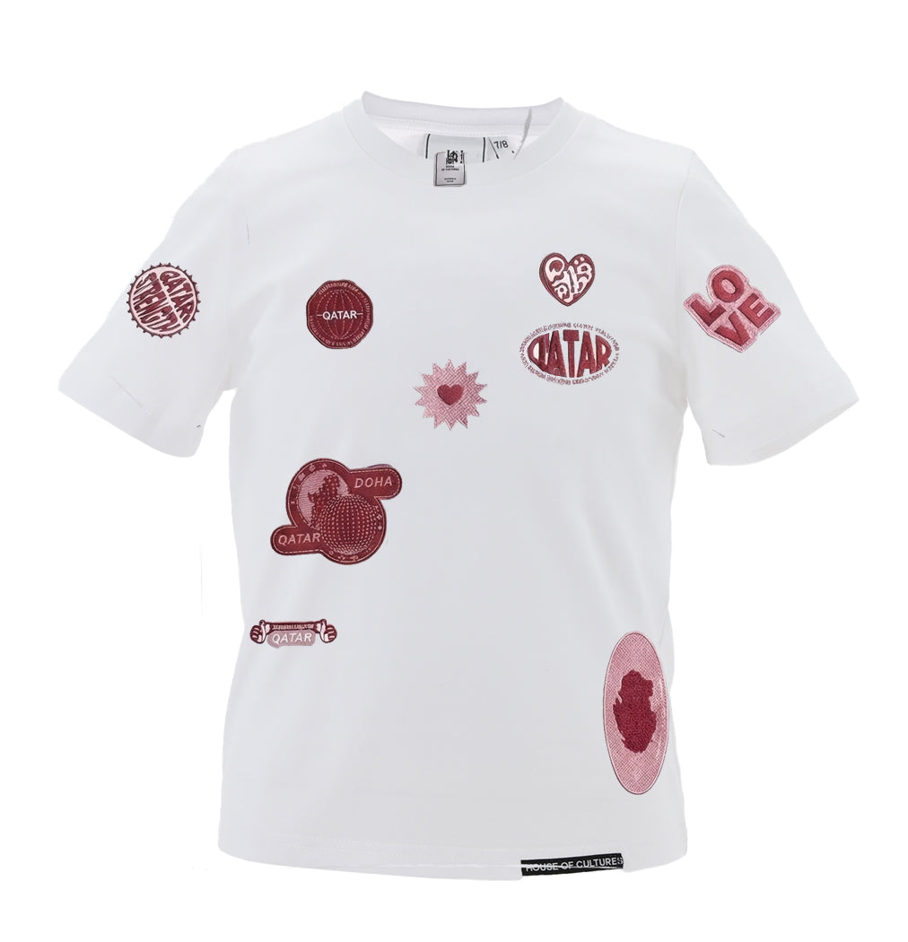 Qatar Embroidered Stamps Tee – Pink Edition (25TB001)