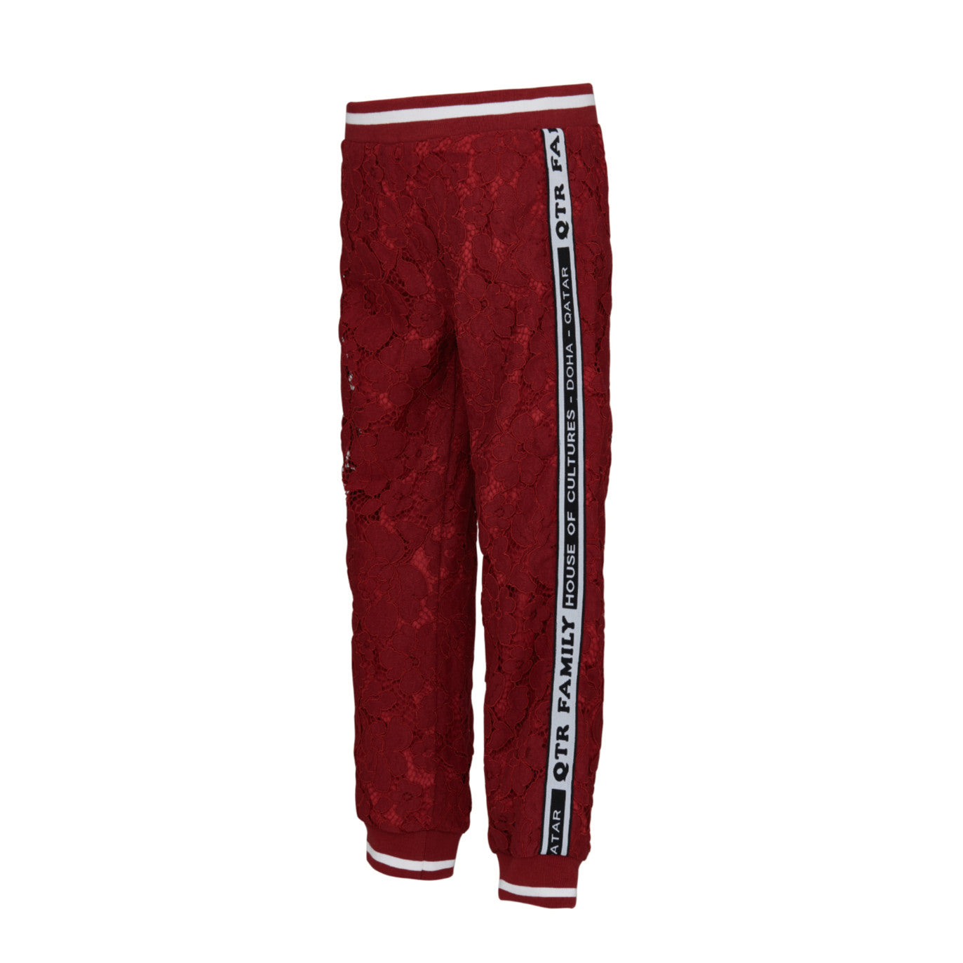 Maroon cotton lace trousers. 20F-146