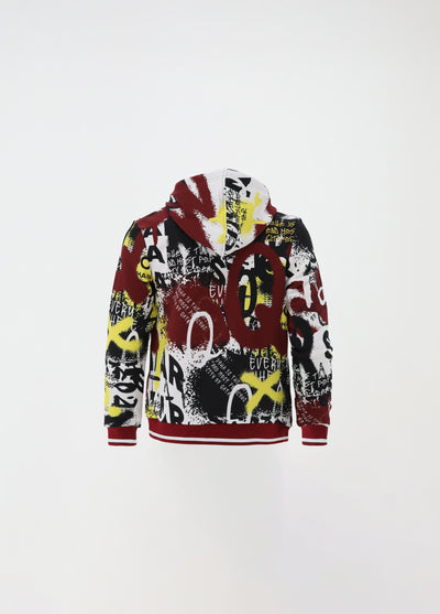 QTR graffiti print hooded jacket21NB-077