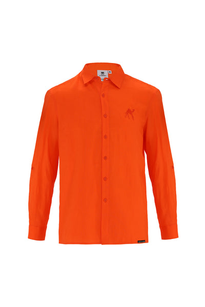 Men Linen Shirt Orange