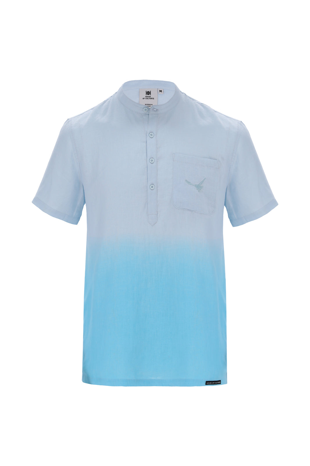 Men Linen Shirt Ombre Blue