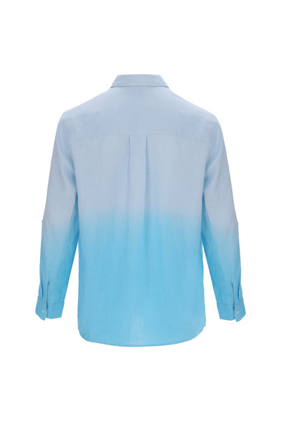 Men Linen Shirt Ombre to Blue