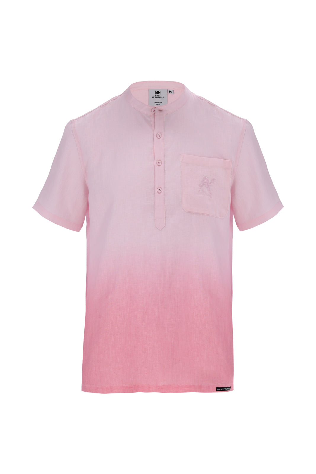 Men Linen Shirt Ombre Pink