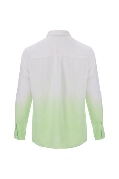 Men Linen Shirt Ombre to Green